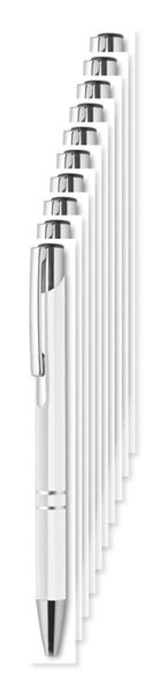 Pack of 10 GiftRetail MO8893 - BERN Elegant Aluminium Push Button Pen with Blue Ink