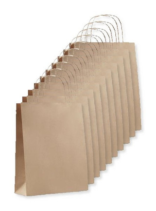 Pack of 10 GiftRetail MO6172 - PAPER TONE S Eco-Friendly Small Kraft Paper Gift Bags with Handles