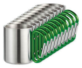 Pack of 10 GiftRetail MO8313 - TRUMBO Lightweight Stainless Steel Mug with Carabiner Handle