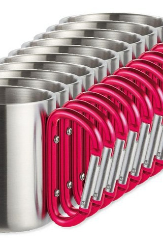 Förpackning med 100 GiftRetail MO8313 - TRUMBO Metallmugg, karbinhake-handtag