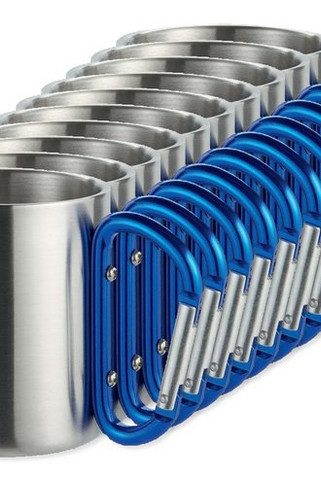 Pack of 100 GiftRetail MO8313 - TRUMBO Lightweight Stainless Steel Mug with Carabiner Handle