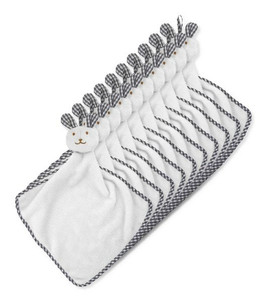 Pack of 10 GiftRetail MO9777 - HUG ME Velvet Plush Baby Towel with Rabbit Hood
