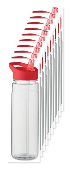 Pack of 10 GiftRetail MO6467 - ALABAMA RPET Eco-Friendly 650ml RPET Bottle with Flip Lid and Straw