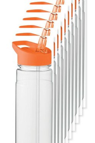 Pack of 10 GiftRetail MO6467 - ALABAMA RPET Eco-Friendly 650ml RPET Bottle with Flip Lid and Straw