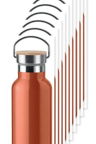 Pack of 10 GiftRetail MO9431 - HELSINKI 500ml Bamboo Lid Insulated Flask