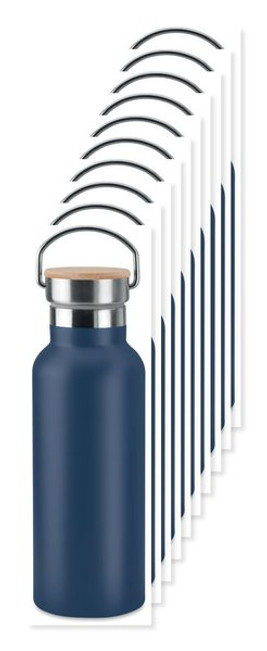 Pack of 10 GiftRetail MO9431 - HELSINKI 500ml Bamboo Lid Insulated Flask