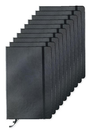 Pack of 10 GiftRetail MO1804 - ARCONOT Premium A5 Notebook with Elastic Closure