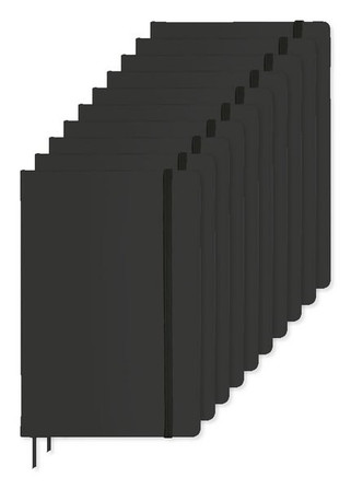 Pack of 10 GiftRetail AR1804 - ARCONOT A5 Hardcover Notebook with Elastic Strap