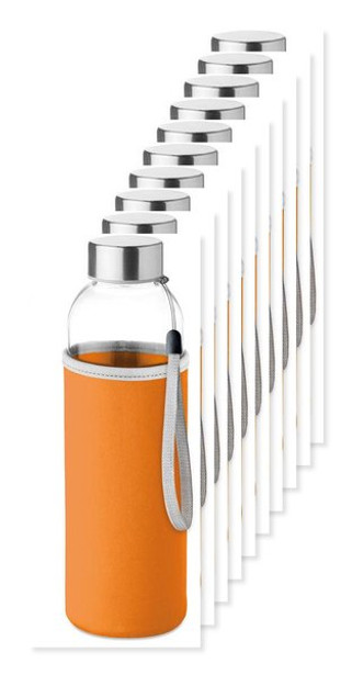 Pack mit 10 GiftRetail MO9358 - UTAH GLASS Umweltfreundliche 500ml Glasflasche mit Neoprenhülle