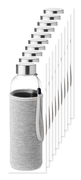 Pack of 100 GiftRetail MO9358 - UTAH GLASS Eco-Friendly 500ml Glass Bottle with Neoprene Cover