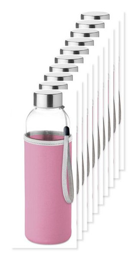 Pack of 100 GiftRetail MO9358 - UTAH GLASS Eco-Friendly 500ml Glass Bottle with Neoprene Cover