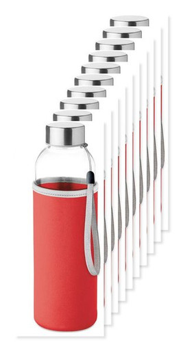 Pack of 100 GiftRetail MO9358 - UTAH GLASS Eco-Friendly 500ml Glass Bottle with Neoprene Cover