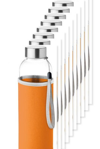 Pack of 100 GiftRetail MO9358 - UTAH GLASS Eco-Friendly 500ml Glass Bottle with Neoprene Cover