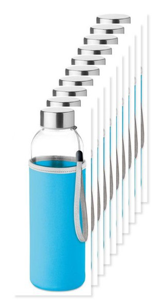 Pack of 100 GiftRetail MO9358 - UTAH GLASS Eco-Friendly 500ml Glass Bottle with Neoprene Cover