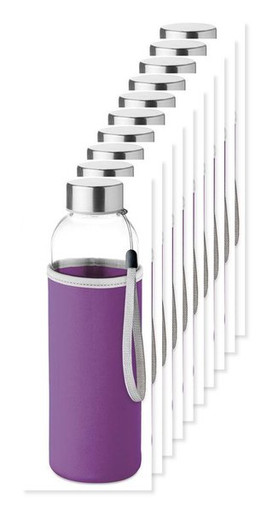 Pack of 100 GiftRetail MO9358 - UTAH GLASS Eco-Friendly 500ml Glass Bottle with Neoprene Cover