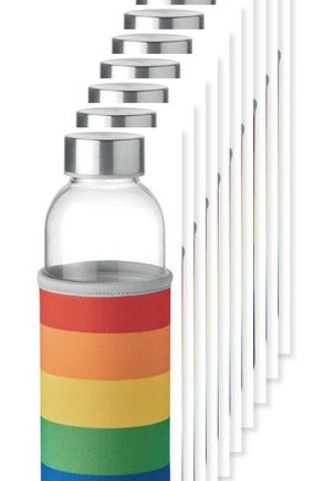 Pak van 100 GiftRetail MO9358 - UTAH GLASS Gezonde Hydratatie Glazen Fles 500ml