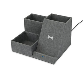 GiftRetail 102460 - Eden Organisateur de bureau en rPET recyclé avec chargeur sans fil