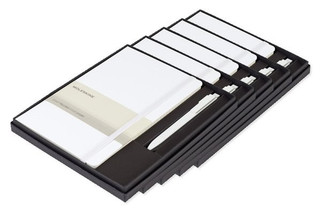 Pack of 5 Moleskine 100479 - Large Notebook and GO Pen Gift Set