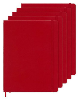 Pack de 5 Moleskine P40500 - Cuaderno de tapa dura, con líneas, extragrande