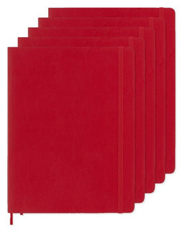 Pack of 5 Moleskine P40700 - Soft Cover Ruled X-Large Notebook