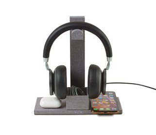 GiftRetail 100937 - Truman Dual Wireless Charger and Headphone Stand
