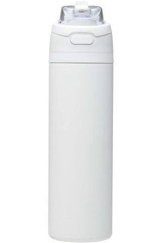 Bouteille deau Theron 800 ml en acier inoxydable à simple paroi recyclé RCS, avec bouchon à double fonction et paille rabatt - EgotierPro 100951