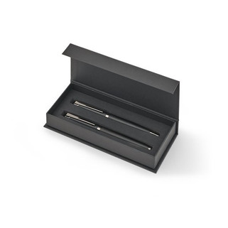 Set comprising 1 ballpoint pen and 1 rollerball pen in aluminium, with blue Dokumental® ink - Egotier 91990