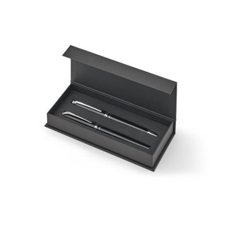 Premium set comprising 1 ballpoint pen and 1 rollerball pen in copper and stainless steel, with blue ink - Egotier 91992