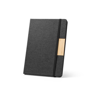 A5 hardback notebook made from 100% recycled PET fabric, with recycled lined pages - Egotier 93585