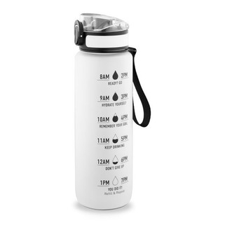 Bouteille en PET recyclé (100 % rPET), avec des phrases motivantes et des repères horaires pour vous encourager à boire de l’eau - Egotier 94448