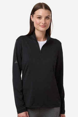 Adidas A709 - Womens Textured Stripe Quarter-Zip Pullover