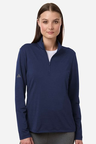 Adidas A709 - Womens Textured Stripe Quarter-Zip Pullover