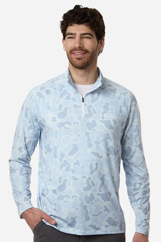 HUK H1200720 - Mens Airweight KC Printed Quarter-Zip Pullover
