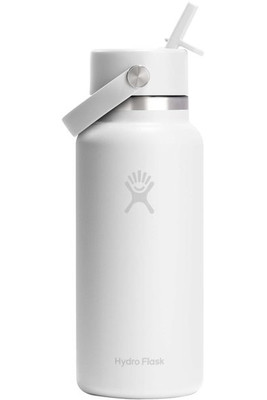 Hydro Flask 100992 - Wide Mouth 946 ml isolierte Edelstahl Trinkflasche mit Strohhalmverschluss