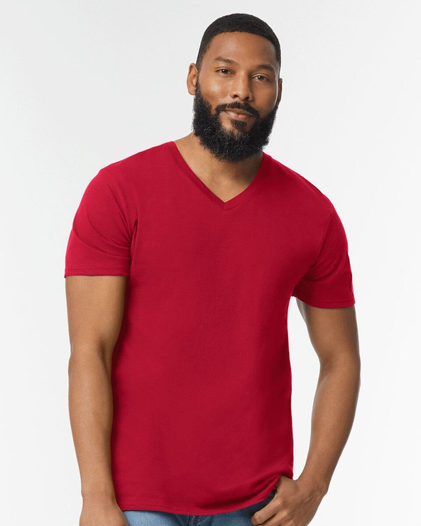 Gildan 64V00 - Premium T-Shirt Soft Style V-Neck Cotton Blend 