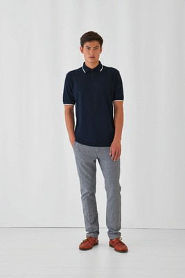 B&C CGPU413 - Contrast Tipped Cotton Polo Shirt