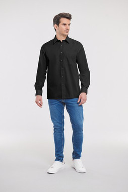 Russell Collection RU936M - Chemise En Popeline Pur Coton Homme Manches Longues