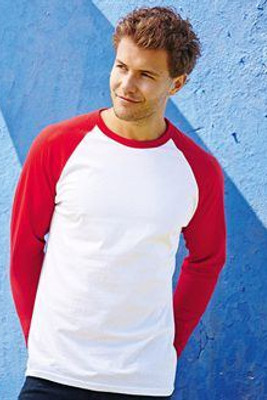 Fruit of the Loom SS028 - Baseball t-shirt met lange mouwen