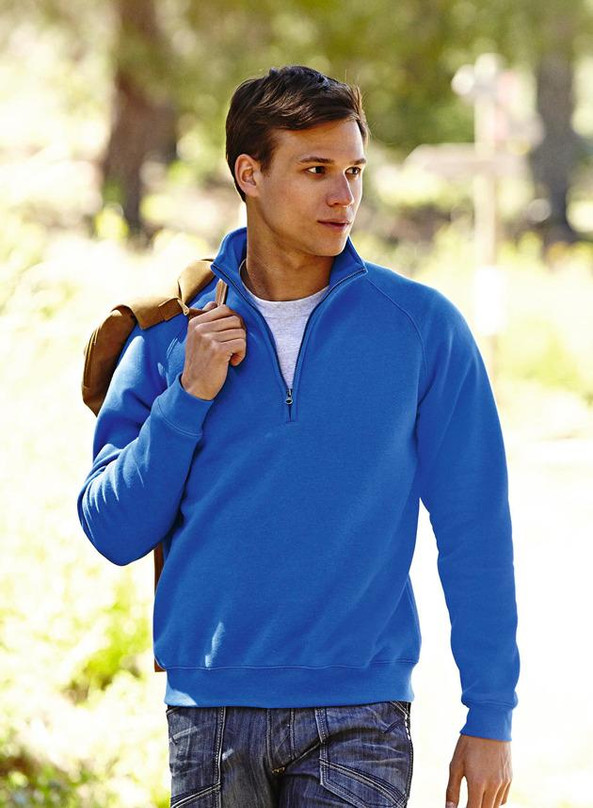 Fruit of the Loom SS830 - Sweatshirt Homem Com Gola Alta e Meio Zíper