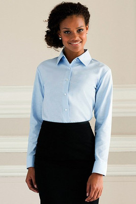 Russell J932F - Damen Oxford Langarm Bluse