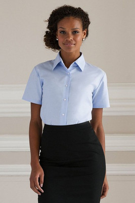 Russell J933F - Damen Oxford Kurzarm Bluse