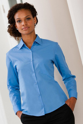 Russell Collection J934F - Women's long sleeve polycotton easycare poplin shirt