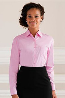 Russell Collection J936F - Chemise Femme Manches Longues en Coton Facile à Entretenir