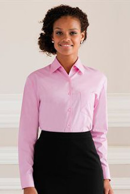 Russell Collection J936F - Women's long sleeve pure cotton easycare poplin shirt