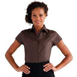 Russell Collection J947F - Camicia Donna Elegante Elasticizzata a Maniche Corte