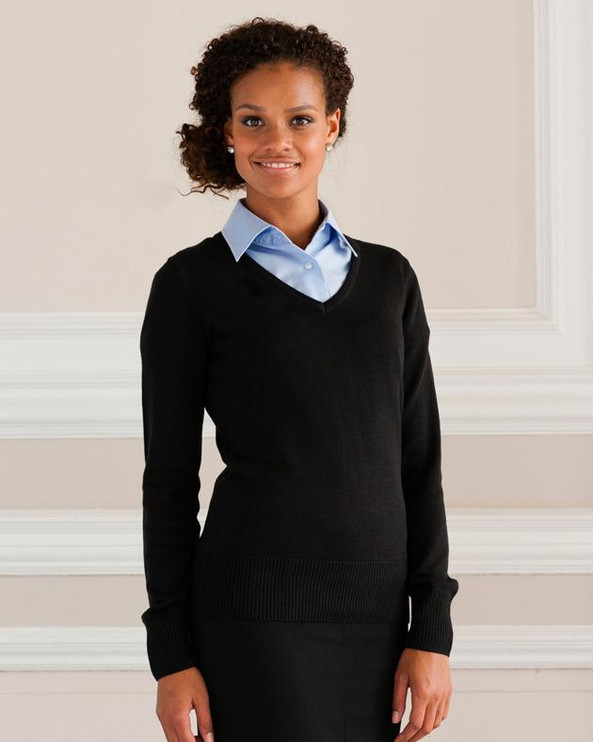 Russell Collection J710F - Pull Col V en Maille Douce et Résistante