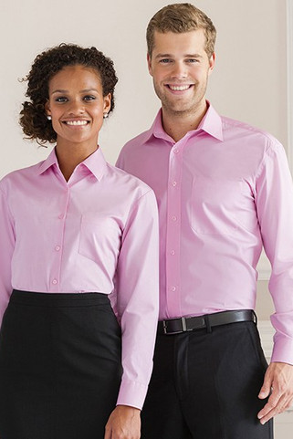 Russell Collection R-936M-0 - Cămașă din poplin de bumbac LS