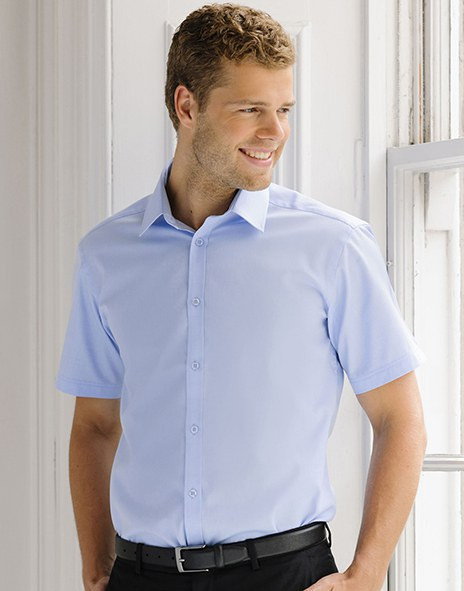 Russell Collection R-963M-0 - Klasična krojena Herringbone košulja od mješavine pamuka