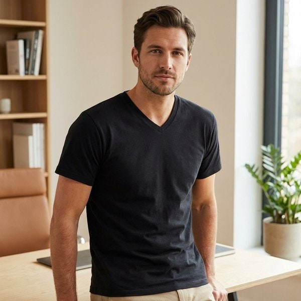 Fruit of the Loom 61-066-0 - Elegant Comfort V-Neck Cotton T-Shirt