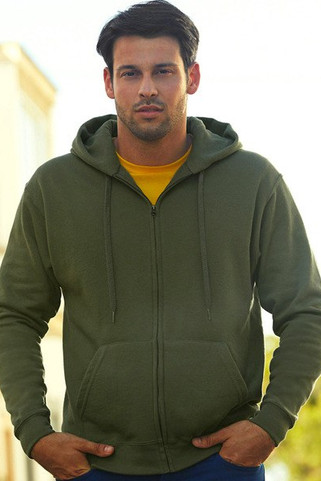 Fruit of the Loom 62-034-0 - Суитшърт с качулка и цип от премиум памучна смес